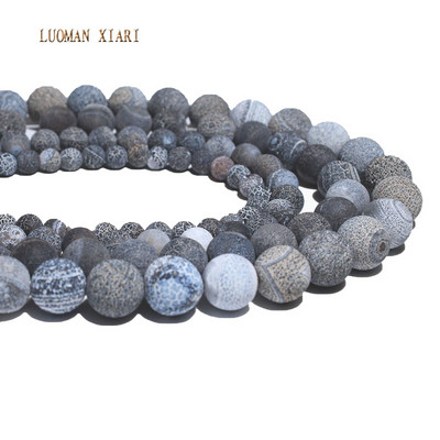 Didmeninė prekyba juodo onikso apvaliais natūralaus akmens karoliukais papuošalams gaminti „pasidaryk pats“ apyrankės karoliai 4/6/8/10/12/14 mm 15 colių sruogos