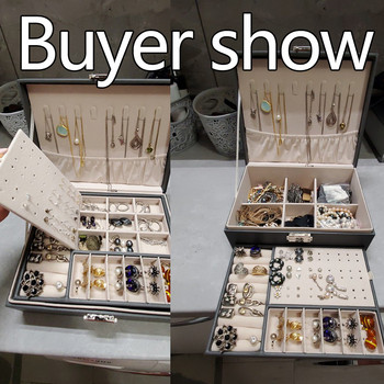 Νέα διπλά στρώματα PU/Velvet Jewellery Box Μοντέρνα οργάνωση αποθήκευσης κοσμημάτων Φορητή θήκη σκουλαρικιών μεγάλης χωρητικότητας Συσκευασία δώρου