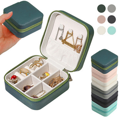 Jewelry Organizer Display Travel Jewelry Case Boxes Φορητό κοσμηματοπωλείο Φερμουάρ Δερμάτινο Αποθήκευση Joyeros Organizador De Joyas