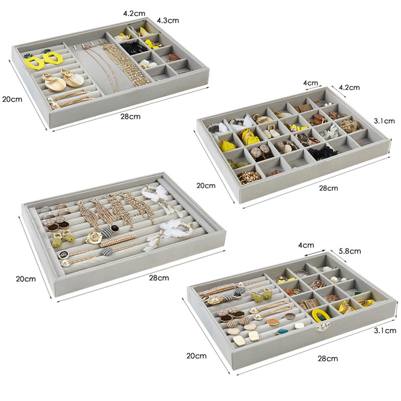 Divat Hordozható bársony ékszer gyűrű ékszer kijelző szervező doboz tálca tartó fülbevaló ékszer tároló tok vitrin