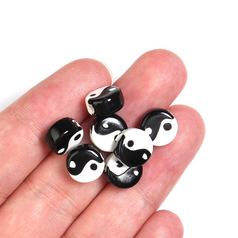 20 buc/lot margele ceramice stil antic Tai chi barfa plat rotund distanțier mărgele brățară bijuterii bricolaj pandantiv accesorii en-gros