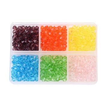 4mm Μικτό πολύχρωμο γυαλί Crystar Seed Beads Σετ 6 Grid Box Ρόμβος χάντρες για κοσμήματα κατασκευής χειροποίητων αξεσουάρ Diy