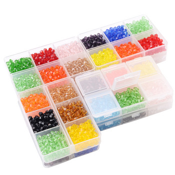 4mm Μικτό πολύχρωμο γυαλί Crystar Seed Beads Σετ 6 Grid Box Ρόμβος χάντρες για κοσμήματα κατασκευής χειροποίητων αξεσουάρ Diy