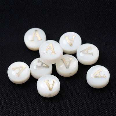 10/30 τμχ/παρτίδα Φυσικές χάντρες κοχυλιών 8 χιλιοστών Στρογγυλές κάθετες τρύπες με γράμματα αλφάβητου χάντρες για κοσμήματα κατασκευής Diy βραχιόλι κολιέ