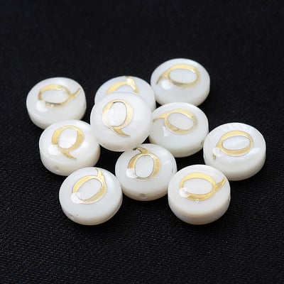 10/30 τμχ/παρτίδα Φυσικές χάντρες κοχυλιών 8 χιλιοστών Στρογγυλές κάθετες τρύπες με γράμματα αλφάβητου χάντρες για κοσμήματα κατασκευής Diy βραχιόλι κολιέ