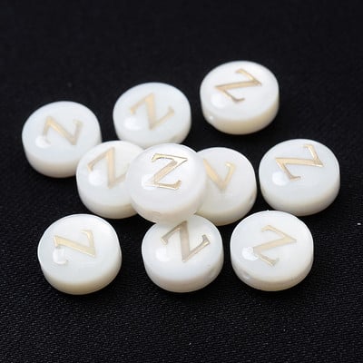 10/30 τμχ/παρτίδα Φυσικές χάντρες κοχυλιών 8 χιλιοστών Στρογγυλές κάθετες τρύπες με γράμματα αλφάβητου χάντρες για κοσμήματα κατασκευής Diy βραχιόλι κολιέ