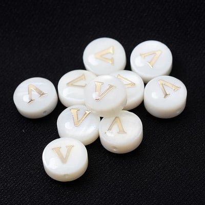 10/30 τμχ/παρτίδα Φυσικές χάντρες κοχυλιών 8 χιλιοστών Στρογγυλές κάθετες τρύπες με γράμματα αλφάβητου χάντρες για κοσμήματα κατασκευής Diy βραχιόλι κολιέ