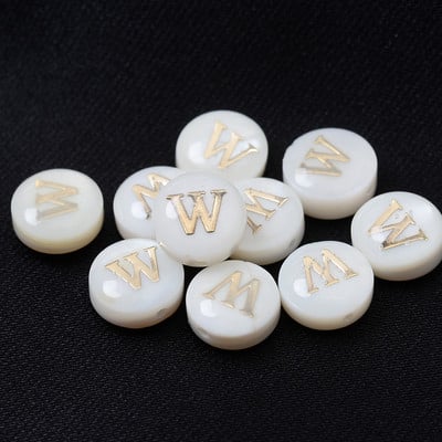 10/30 τμχ/παρτίδα Φυσικές χάντρες κοχυλιών 8 χιλιοστών Στρογγυλές κάθετες τρύπες με γράμματα αλφάβητου χάντρες για κοσμήματα κατασκευής Diy βραχιόλι κολιέ