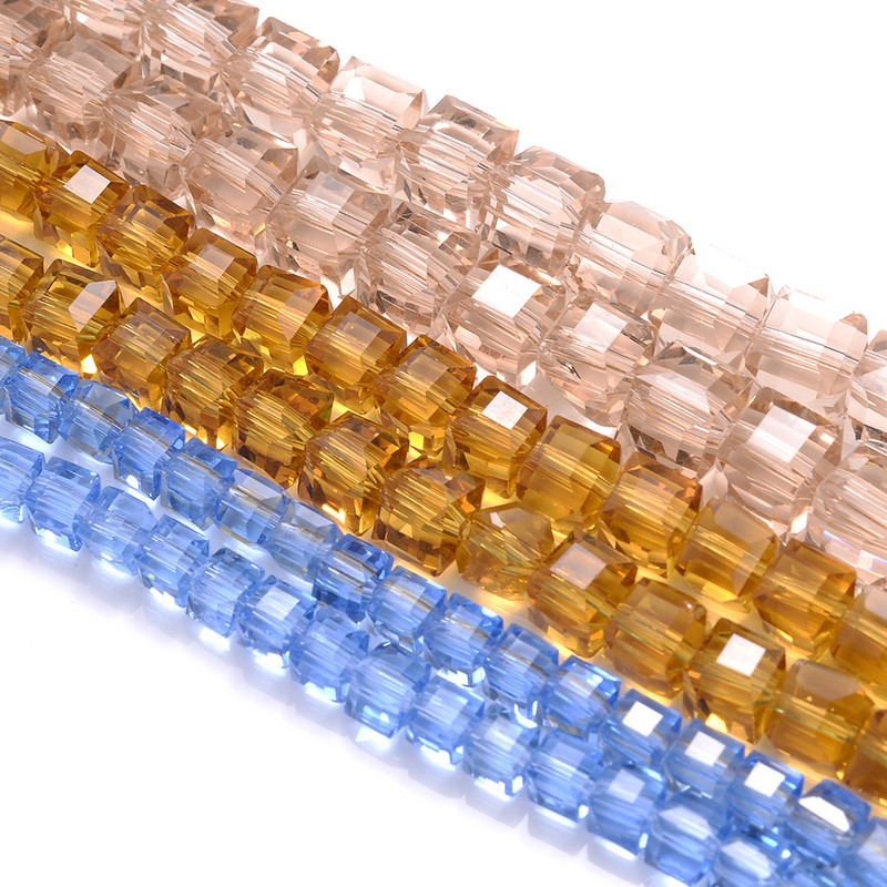 4 mm 6 mm 8 mm kockaste austrijske kristalne perle s kvadratnim fasetama, staklene labave razmaknice za nakit, narukvice, DIY izrada ogrlica