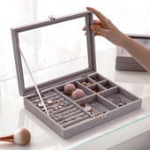 Baršunasti stakleni prsten, naušnica, izlog za nakit, organizator, kutija, držač za pladanj, torbica za pohranu