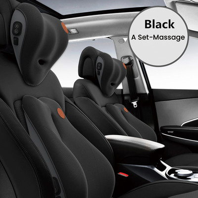 Автомобилна масажна облегалка за глава Лумбална опора Възглавница Авто седалка Пътуване Релакс глава Поддръжка на кръста Мемори пяна Възглавница за врата на кола Възглавница за гръб