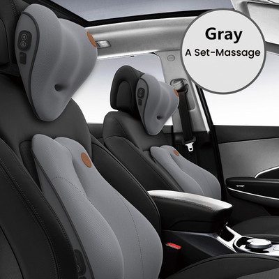 Автомобилна масажна облегалка за глава Лумбална опора Възглавница Авто седалка Пътуване Релакс глава Поддръжка на кръста Мемори пяна Възглавница за врата на кола Възглавница за гръб