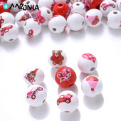 10/20/50 kom 15 mm prirodne drvene perle, okrugle božićne perle za razmaknice za „uradi sam“ dekoraciju, zabave, festivale, pribor, pribor