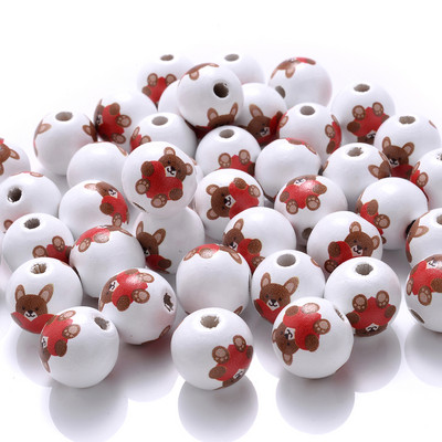 10/20/50 kom 15 mm prirodne drvene perle, okrugle božićne perle za razmaknice za „uradi sam“ dekoraciju, zabave, festivale, pribor, pribor