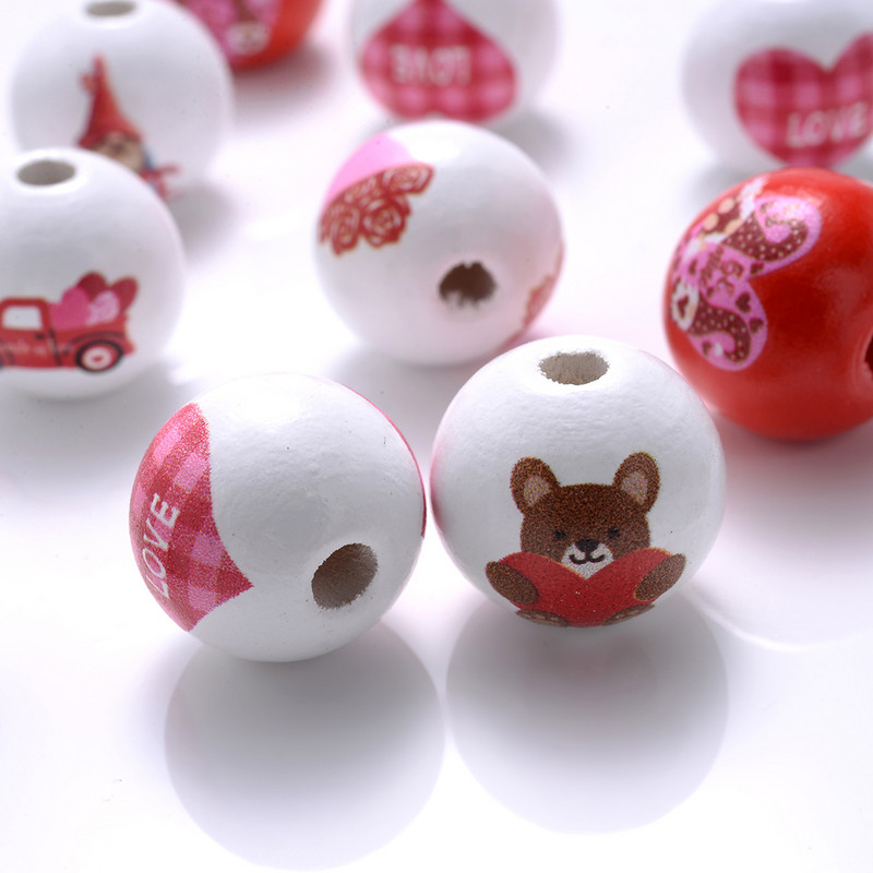 10/20/50 kom 15 mm prirodne drvene perle, okrugle božićne perle za razmaknice za „uradi sam“ dekoraciju, zabave, festivale, pribor, pribor