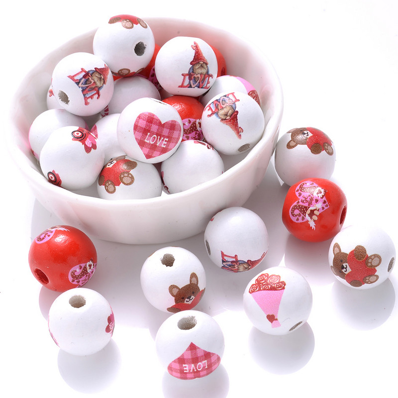 10/20/50 kom 15 mm prirodne drvene perle, okrugle božićne perle za razmaknice za „uradi sam“ dekoraciju, zabave, festivale, pribor, pribor