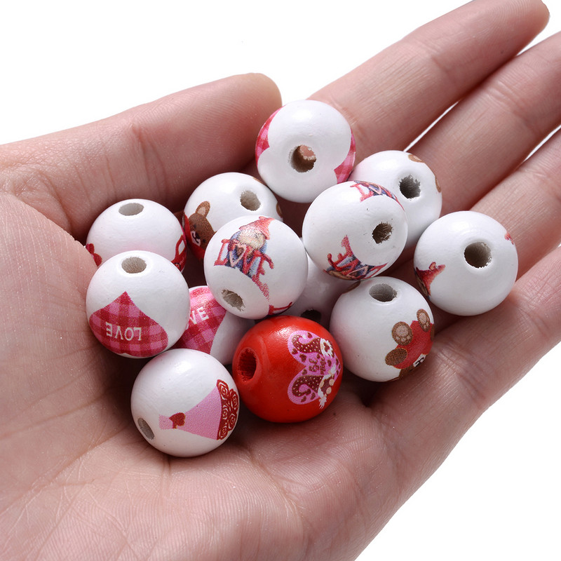 10/20/50 kom 15 mm prirodne drvene perle, okrugle božićne perle za razmaknice za „uradi sam“ dekoraciju, zabave, festivale, pribor, pribor