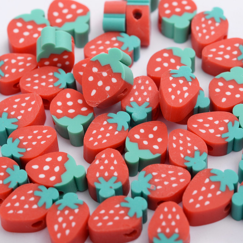 30/50/100 vnt 10 mm mišrūs vaisių karoliukai polimeriniai molio karoliukai palaidi karoliukai papuošalams gaminti „pasidaryk pats“ apyrankių karolių priedai