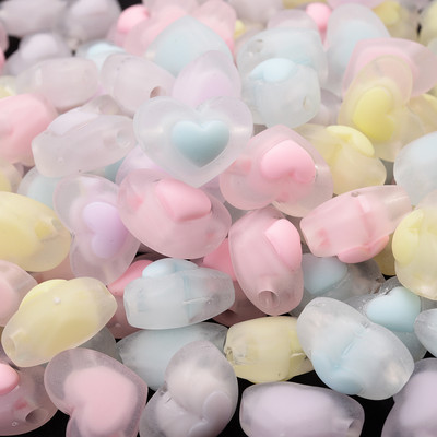 30 komada 17 mm mat akrilne perle u obliku srca, želatinaste boje, labave perle za narukvice Izrada nakita DIY ručno rađeni dodaci