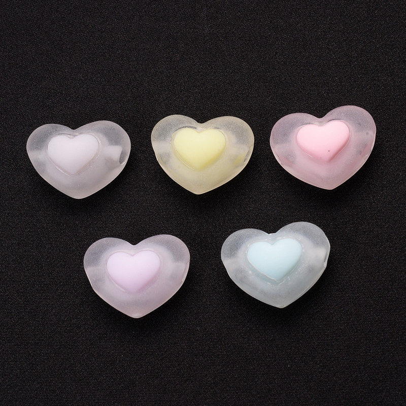 30 komada 17 mm mat akrilne perle u obliku srca, želatinaste boje, labave perle za narukvice Izrada nakita DIY ručno rađeni dodaci