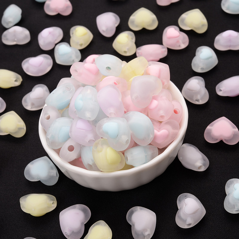 30 komada 17 mm mat akrilne perle u obliku srca, želatinaste boje, labave perle za narukvice Izrada nakita DIY ručno rađeni dodaci