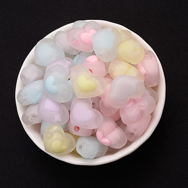 30 komada 17 mm mat akrilne perle u obliku srca, želatinaste boje, labave perle za narukvice Izrada nakita DIY ručno rađeni dodaci
