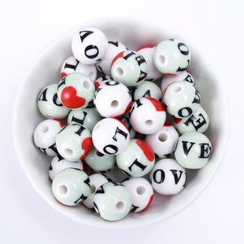 Diy Love Heart Pattern Κεραμικές χάντρες 12mm από πορσελάνη Στρογγυλές χάντρες για DIY Craft Βραχιόλια Κατασκευή Αξεσουάρ Χονδρική