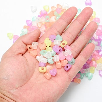 100/200/300 τμχ Ακρυλικές φωτεινές χάντρες Heart Star Round Loose Spacer Beads for Diy Jewelry Making Findings Accessories