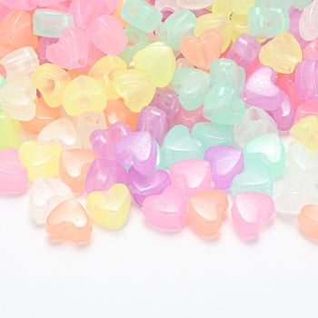 100/200/300 τμχ Ακρυλικές φωτεινές χάντρες Heart Star Round Loose Spacer Beads for Diy Jewelry Making Findings Accessories