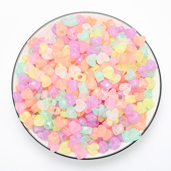 100/200/300 τμχ Ακρυλικές φωτεινές χάντρες Heart Star Round Loose Spacer Beads for Diy Jewelry Making Findings Accessories