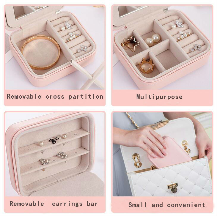 Dolazak Ženske mini naušnice s prstenom Kutija za nakit Korisni organizator šminke s patentnim zatvaračem Putna prijenosna kutija za pohranu nakita