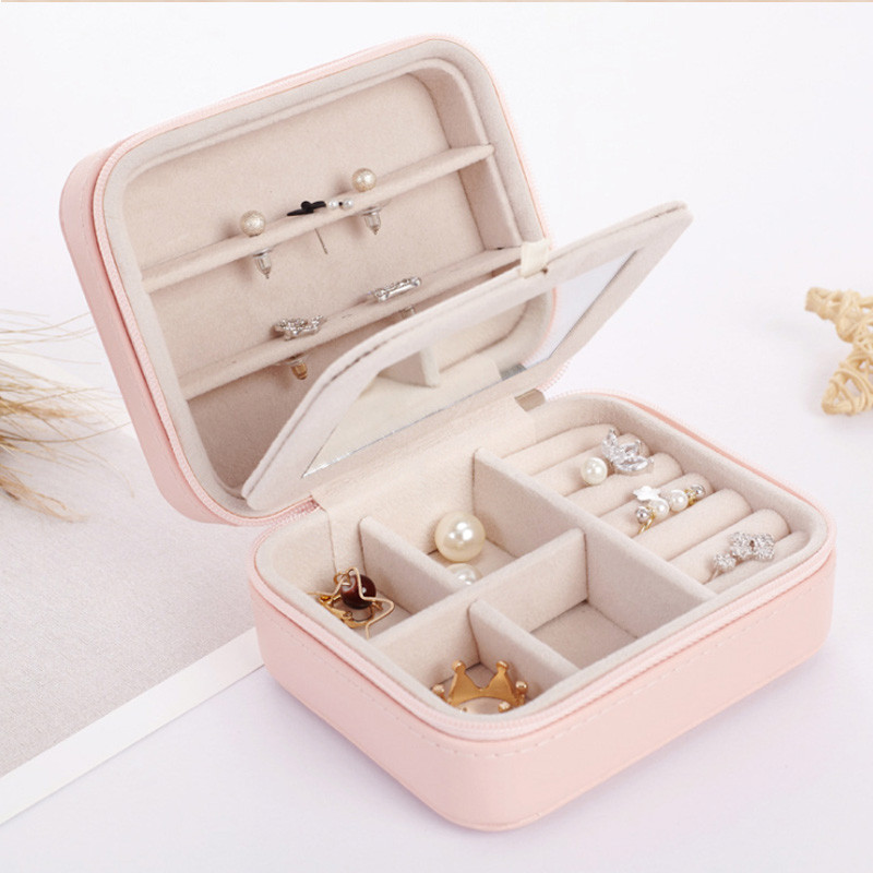 Dolazak Ženske mini naušnice s prstenom Kutija za nakit Korisni organizator šminke s patentnim zatvaračem Putna prijenosna kutija za pohranu nakita