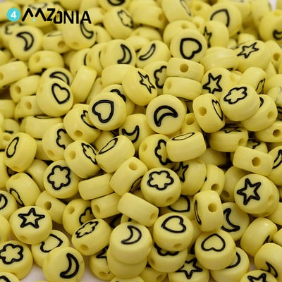 Χονδρική 4*7mm Μικτό χρώμα Flower Star Moon Heart Beads Φωτεινό στρογγυλό διαχωριστικό ακρυλικές χάντρες για κοσμήματα κατασκευής Diy βραχιόλι