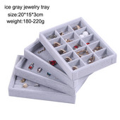 Novo baršunasto pakiranje nakita Izložba Kutija za nakit Naušnice Ogrlice Privjesci Ladice za pohranu Sivi mekani organizator Kutija za držač ladice