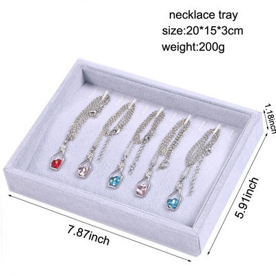 Novo baršunasto pakiranje nakita Izložba Kutija za nakit Naušnice Ogrlice Privjesci Ladice za pohranu Sivi mekani organizator Kutija za držač ladice