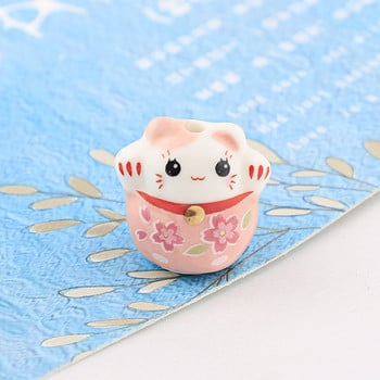 16 мм керамични мъниста Lucky Cat Loose Beads Рисувани Lucky Cat Керамични мъниста Animal Spacer Beads за изработка на бижута Ръчно изработено колие Направи си сам