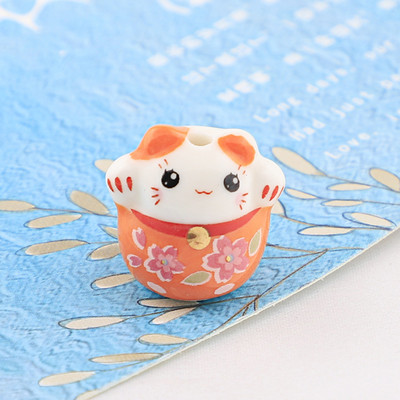 16 mm keraminiai „Lucky Cat“ palaidi karoliukai, dažyti „Lucky Cat“ keraminiai karoliukai, gyvuliniai tarpiniai karoliukai papuošalams, rankų darbo „pasidaryk pats“ karoliai