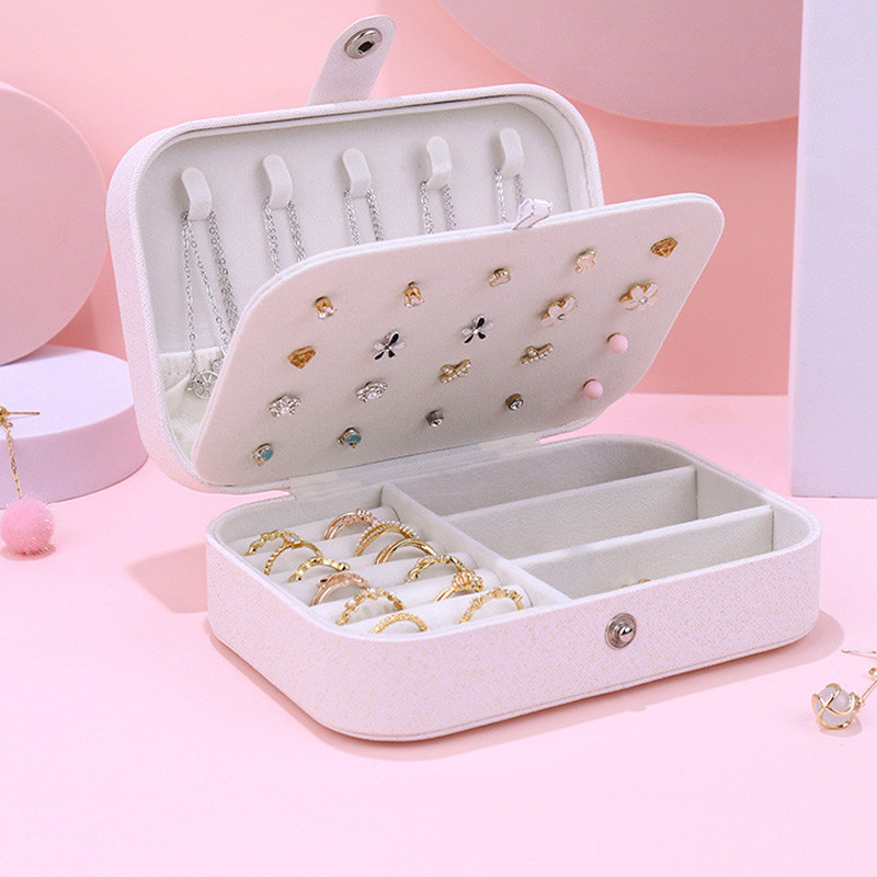 Nova kutija za nakit Zaslon za organizator nakita Prijenosna torbica za nakit Kutije s gumbom Kožna pohrana Zatvarač Jewelers Joyero