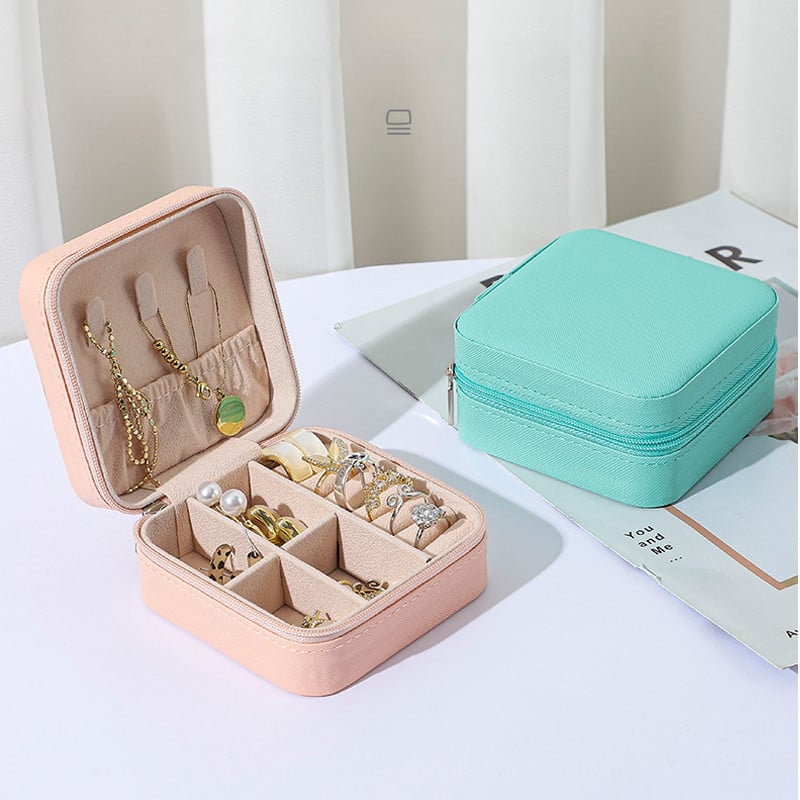 Cutie portabilă pentru bijuterii, 10*10*5 cm, cutie de bijuterii, cutie de bijuterii de călătorie, cutie pentru depozitare din piele Joyeros Organizador De Joyas