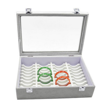 Κουτί κοσμημάτων υψηλής ποιότητας με διαφανές γυάλινο καπάκι για προβολή 40 τμχ Βραχιόλια Οργανωτής κοσμημάτων από PU γυαλιά και πλαστικό