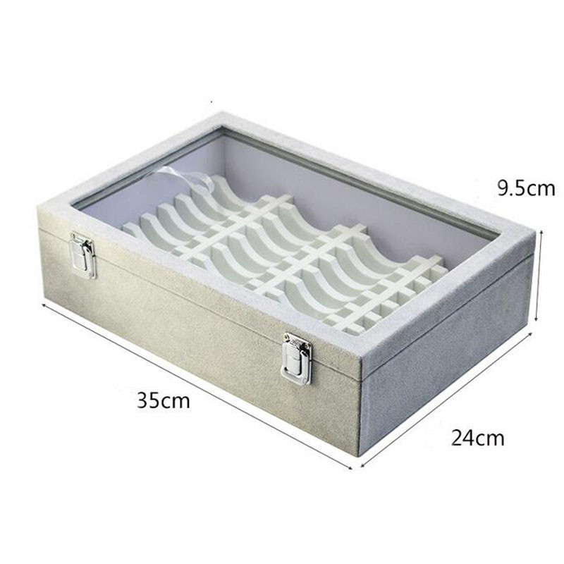 Visokokvalitetna kutija za nakit s prozirnim staklenim poklopcem za pokazivanje 40 komada narukvica Organizator nakita od PU naočala i plastike