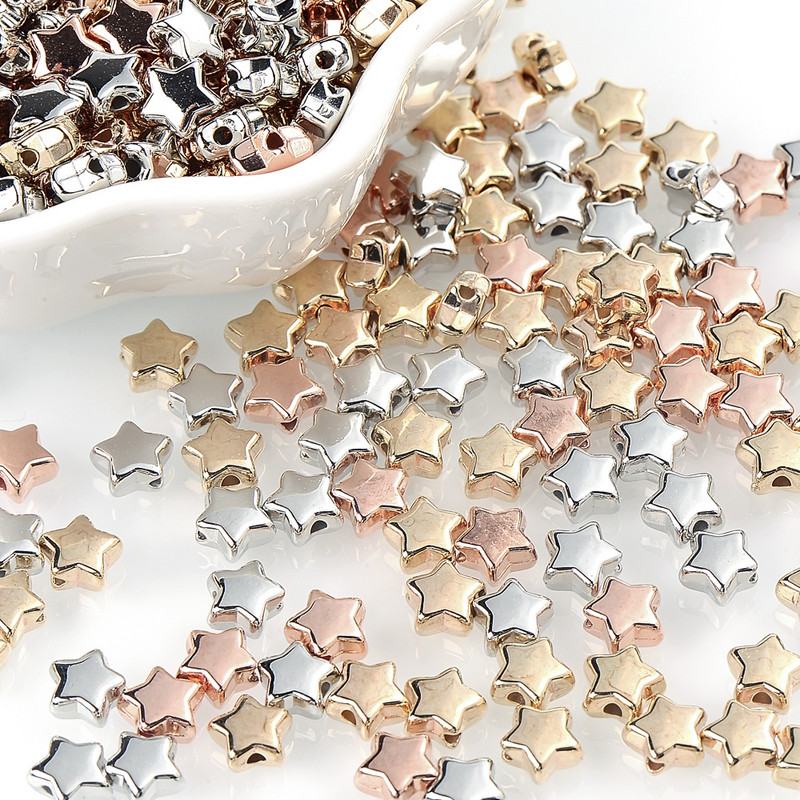 100/200/300 kom 6 mm CCB zvjezdane perle zlatne i srebrne labave razmaknice akrilne perle DIY izrada nakita šarm perle veleprodaja