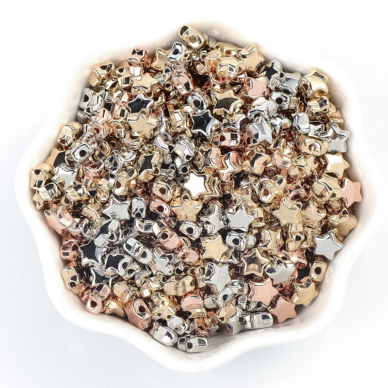 100/200/300 kom 6 mm CCB zvjezdane perle zlatne i srebrne labave razmaknice akrilne perle DIY izrada nakita šarm perle veleprodaja