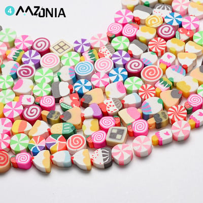 30/50/100 τεμ. 10 χιλιοστών Μικτό κέικ παγωτού Polymer Clay Loose Spacer Beads for Jewelry Making Handmade DIY Accessories