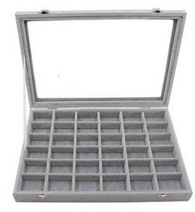 Νέα 35*24*4,5cm Γκρι θήκη για δαχτυλίδια Σκουλαρίκια Βραχιόλια Κολιέ ή άλλα στολίδια Organizer αποθήκευσης