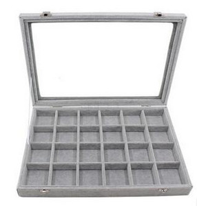Νέα 35*24*4,5cm Γκρι θήκη για δαχτυλίδια Σκουλαρίκια Βραχιόλια Κολιέ ή άλλα στολίδια Organizer αποθήκευσης