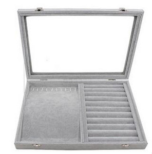 Νέα 35*24*4,5cm Γκρι θήκη για δαχτυλίδια Σκουλαρίκια Βραχιόλια Κολιέ ή άλλα στολίδια Organizer αποθήκευσης