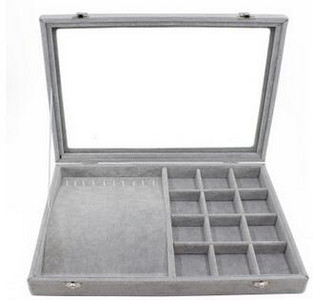 Νέα 35*24*4,5cm Γκρι θήκη για δαχτυλίδια Σκουλαρίκια Βραχιόλια Κολιέ ή άλλα στολίδια Organizer αποθήκευσης