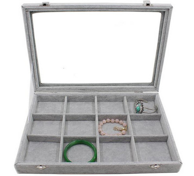 Νέα 35*24*4,5cm Γκρι θήκη για δαχτυλίδια Σκουλαρίκια Βραχιόλια Κολιέ ή άλλα στολίδια Organizer αποθήκευσης