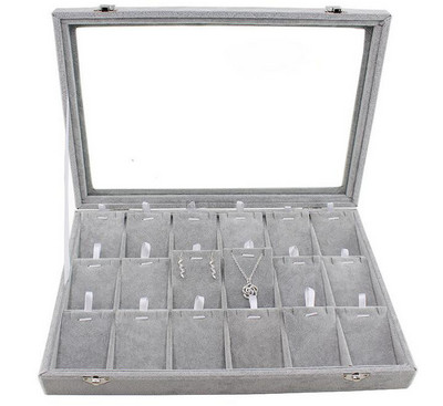 Νέα 35*24*4,5cm Γκρι θήκη για δαχτυλίδια Σκουλαρίκια Βραχιόλια Κολιέ ή άλλα στολίδια Organizer αποθήκευσης